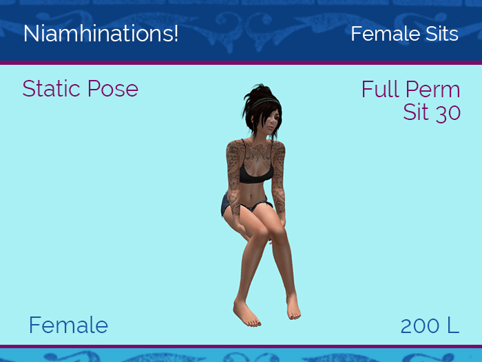 Sits - Sit 30 - Female - Full Perm Poses & Animations from Niamhinations!