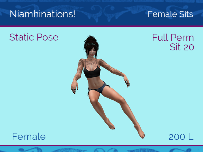 Sits - Sit 20 - Female - Full Perm Poses & Animations from Niamhinations!