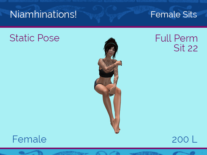 Sits - Sit 22 - Female - Full Perm Poses & Animations from Niamhinations!