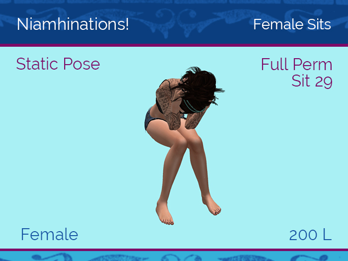 Sits - Sit 29 - Female - Full Perm Poses & Animations from Niamhinations!