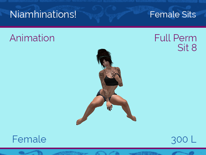 Sits - Animated Sit 8 - Female - Full Perm Poses & Animations from Niamhinations!