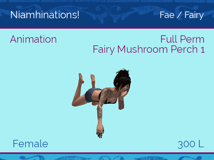 Fae, Fairy, Faery - Animation Mushroom Perch 1 - Female - Full Perm Poses & Animations from Niamhinations!