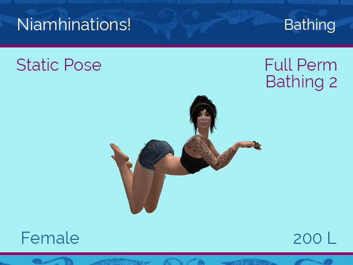 Bathing - Bath 2 - Female - Full Perm Poses & Animations from Niamhinations!