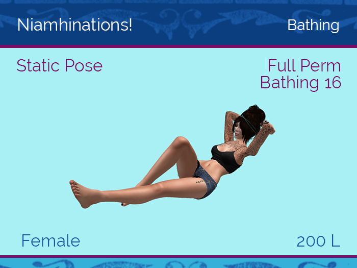 Bathing - Bath 16 - Female - Full Perm Poses & Animations from Niamhinations!