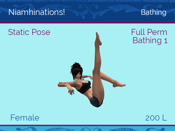 Bathing - Bath 1 - Female - Full Perm Poses & Animations from Niamhinations!