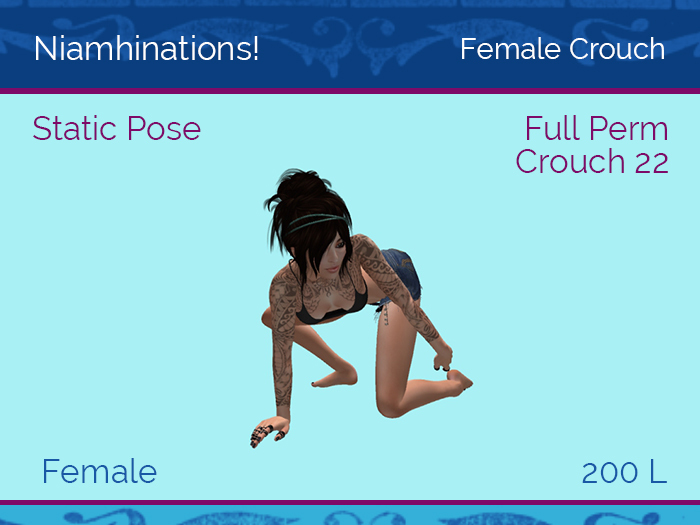 Crouch 22 - Female - Full Perm Poses & Animations from Niamhinations!