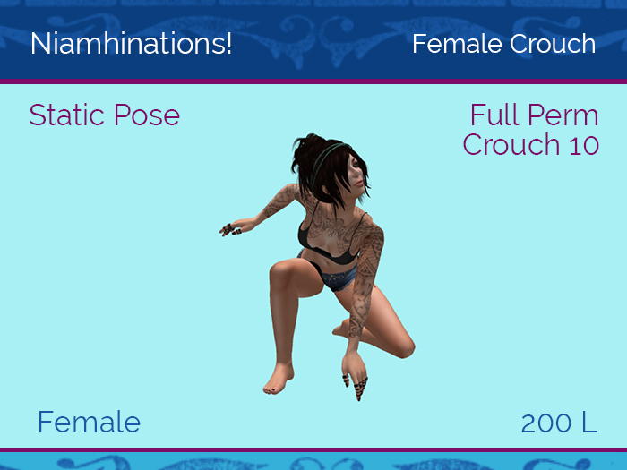 Crouch - OOO - Female - Full Perm Poses & Animations from Niamhinations!
