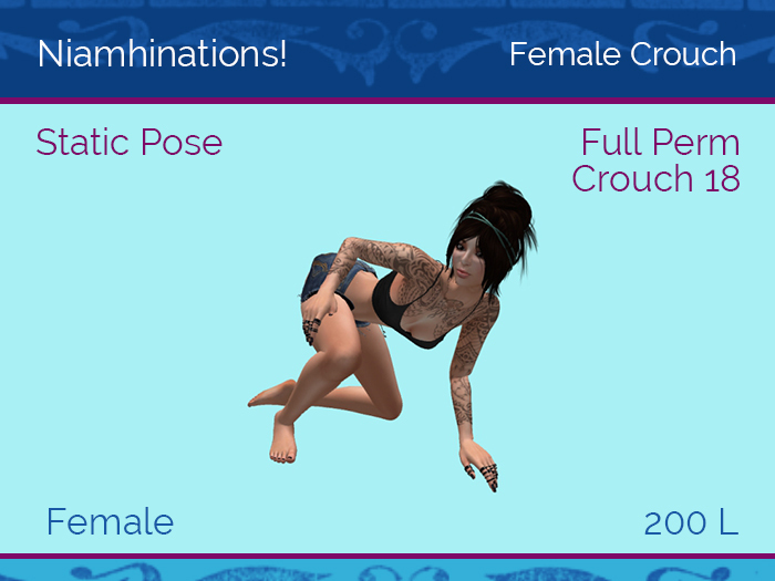 Crouch 18 - Female - Full Perm Poses & Animations from Niamhinations!