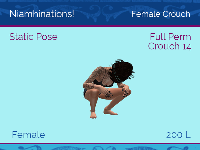 Crouch - OOO - Female - Full Perm Poses & Animations from Niamhinations!