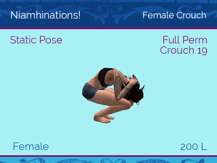 Crouch - OOO - Female - Full Perm Poses & Animations from Niamhinations!