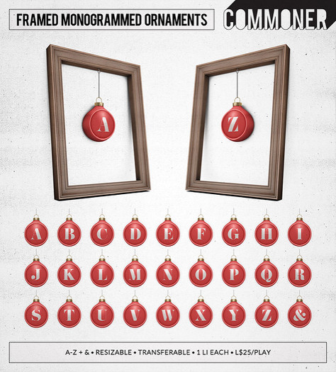 [Commoner] Framed Monogrammed Ornament / Q
