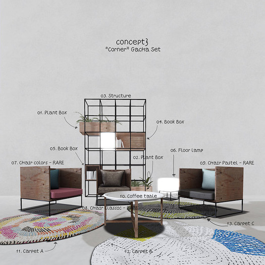 concept}  Corner set -  10. Coffee Table