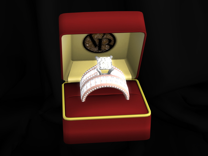 .::LiX::.Rose Gold Silver Engagement Ring