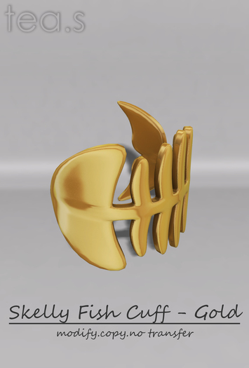 [tea.s] Skelly Fish Cuff - Gold