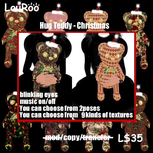 LouRoo Hug Teddy Christmas