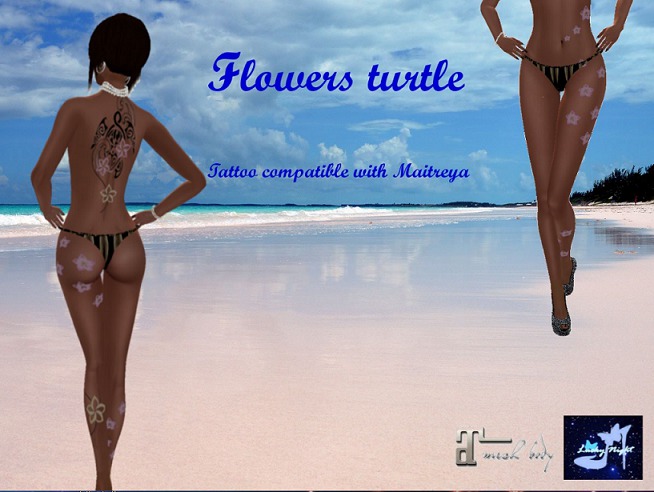 Flowers turtle Tattoo - ***Lucky Night***