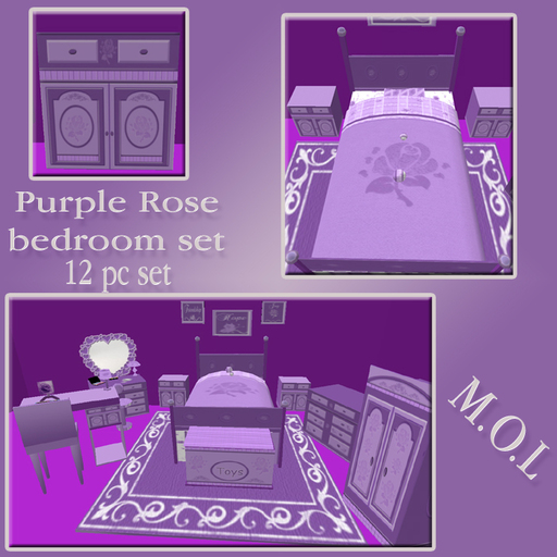 Second Life Marketplace *M.OL.* Purple Rose bedroom set ic
