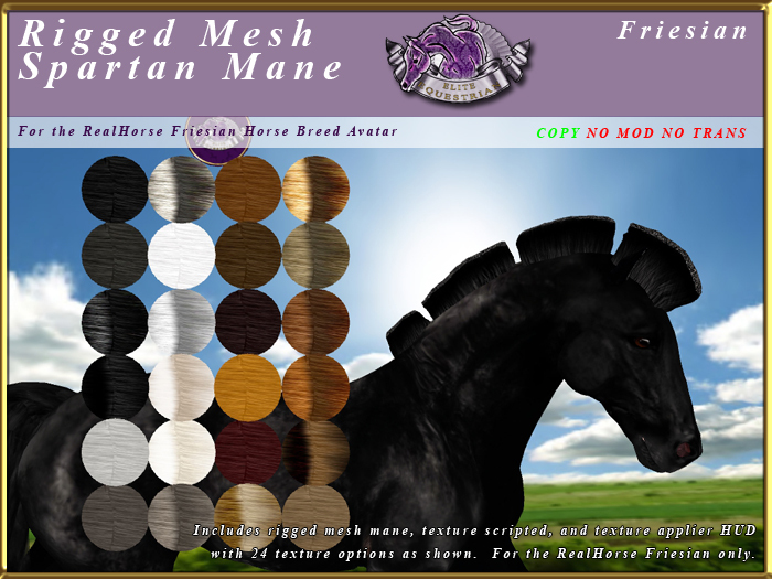 *E* Rigged Spartan Mane Set  [BOXED] RH Friesian