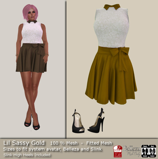 [F] DEMO Lil Sassy Outfit Gold- Fitmesh