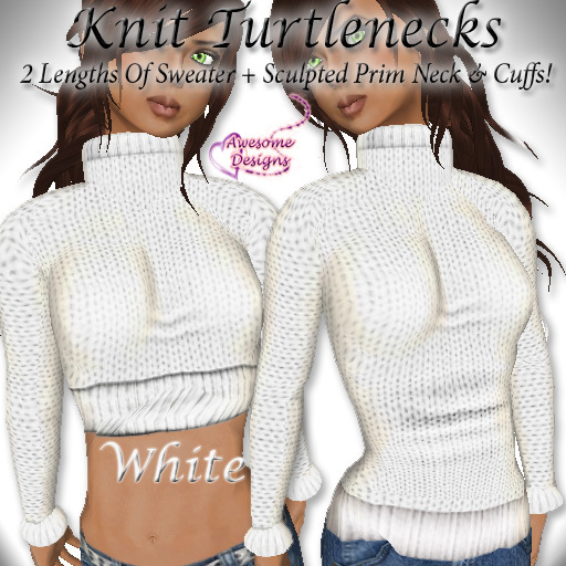 *Awesome Designs Knit Turtleneck In White