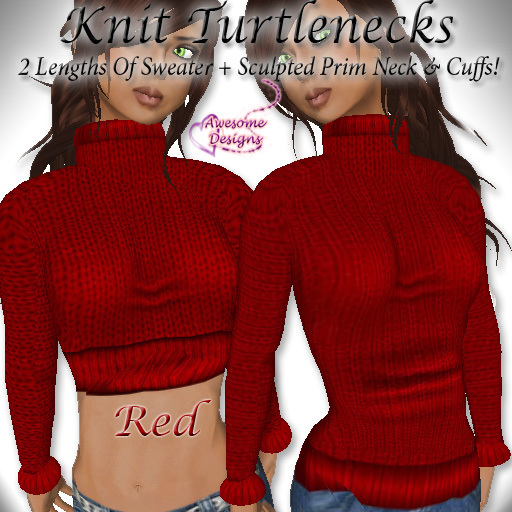 *Awesome Designs Knit Turtleneck In Red