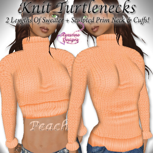 *Awesome Designs Knit Turtleneck In Peach