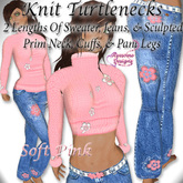 *Awesome Designs Knit Turtleneck + Jeans In Soft Pink/Platinum