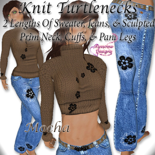 *Awesome Designs Knit Turtleneck + Jeans In Mocha/Black