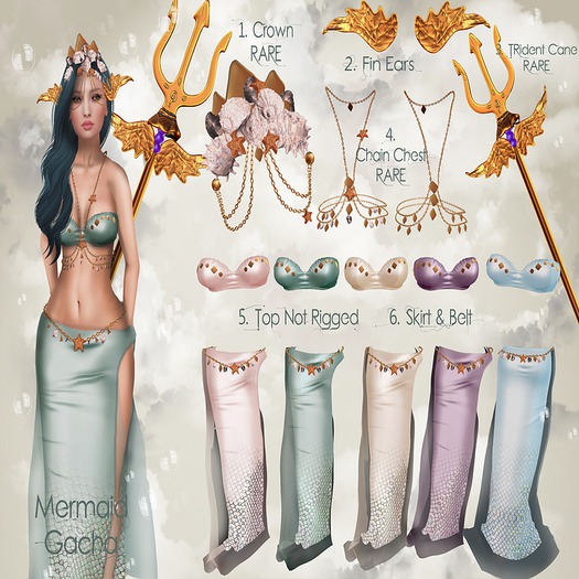 MERMAID SKIRT AND TOP SET BLUE