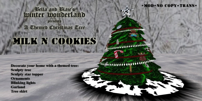 milk and cookies decorated Christmas tree 