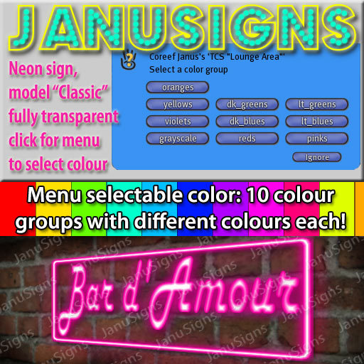 Neon Signs * Menu controlled "Bar d' Amour" / neonsign neonsigns 