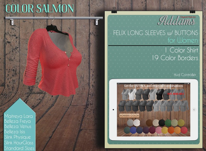 Addams // Felix Long Sleeves w/Buttons // Salmon