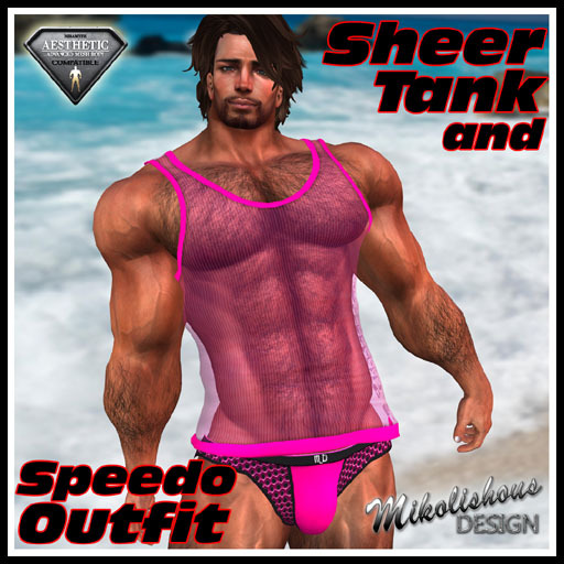 *Mikolishous Designs* - Speedo/Sheer Tank Combo-Pink-boxed