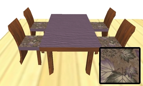 Curved back table set (purple leaves)