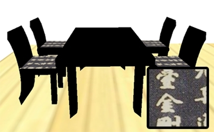 Curved back table set (black asian)