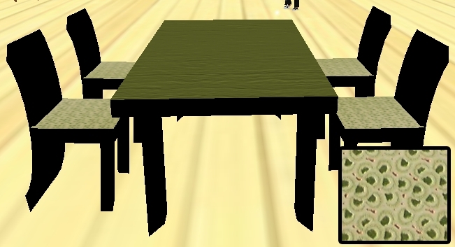 Curved back Table set (black w/ green spots)