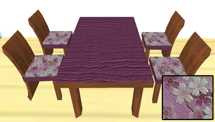Curved Back table set (pink and white flower)