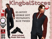 KS OUTFIT GEORGE SUIT VEST&PANTS BLUE TWEED