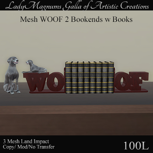 LadyMs Mesh WOOF 2 Bookends w  Books