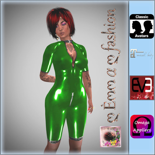 .::TE::. Latex Bodysuit - Alina - GREEN (BOX)