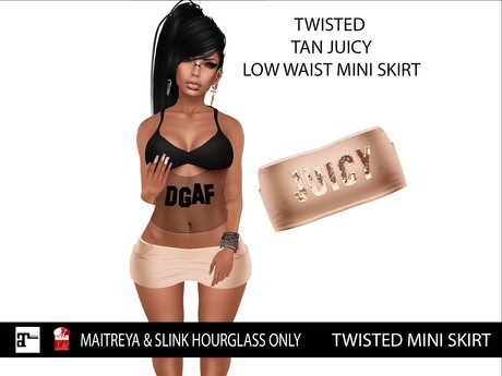 Second Life Marketplace - SHAKS - TWISTED MINI SKIRT TAN - TAN JUIICY