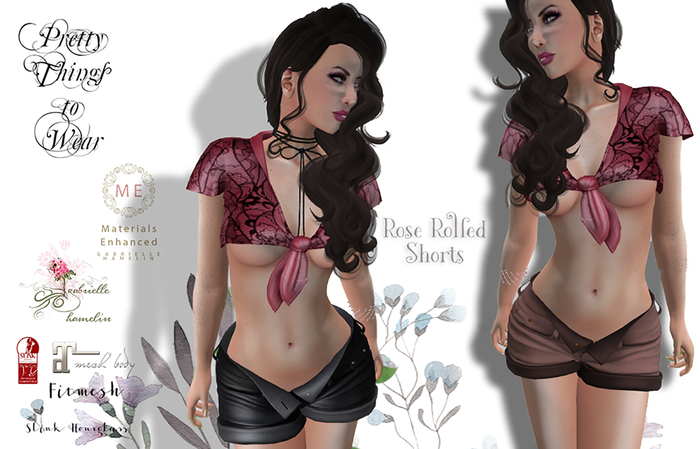 .::Pretty Rose::. Unbuttoned Rolled Hem Shorts