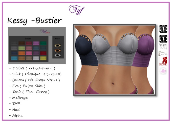 [TYF] Kessy -Bustier /tmp/slink/maitreya/eve/tonic/belleza -HUD