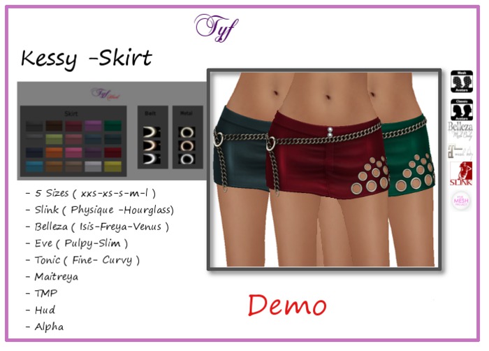 [TYF] Kessy - Skirt /tmp/slink/maitreya/eve/tonic -HUD demo