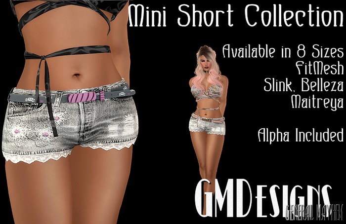 GMDesigns Pink Skulls Mini Shorts