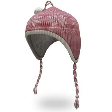 Handknit Flaphat (PINK Fairisle)