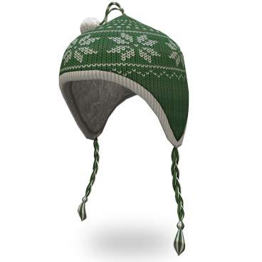 Handknit Flaphat (GREEN Fairisle)