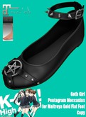 KO-H Goth Girl Pentagram Moccasins Maitreya Gold Feet Flat