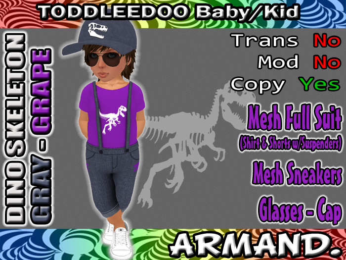 --ARMAND-- DINO SKELETON - GRAY-GRAPE