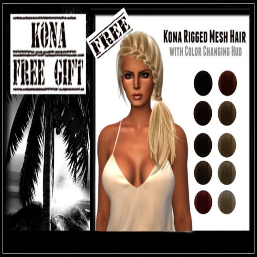 Kona Rigged Mesh Hair - Mysty (Free in world)